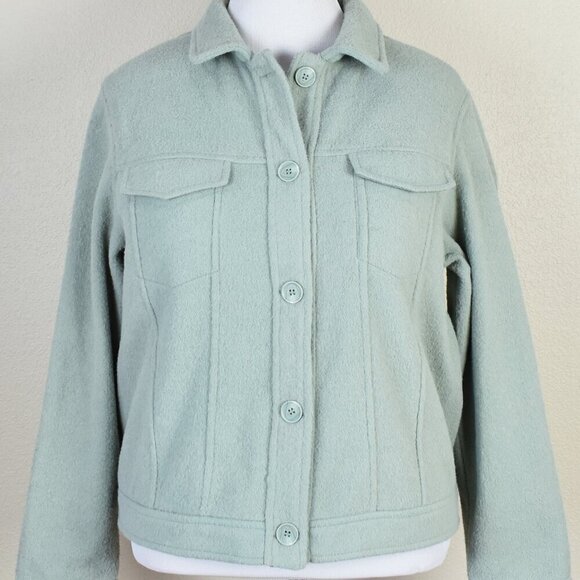 Joie Sage Green Fleece Fuzzy Shacket Button Front Jacket - L - Picture 4 of 12